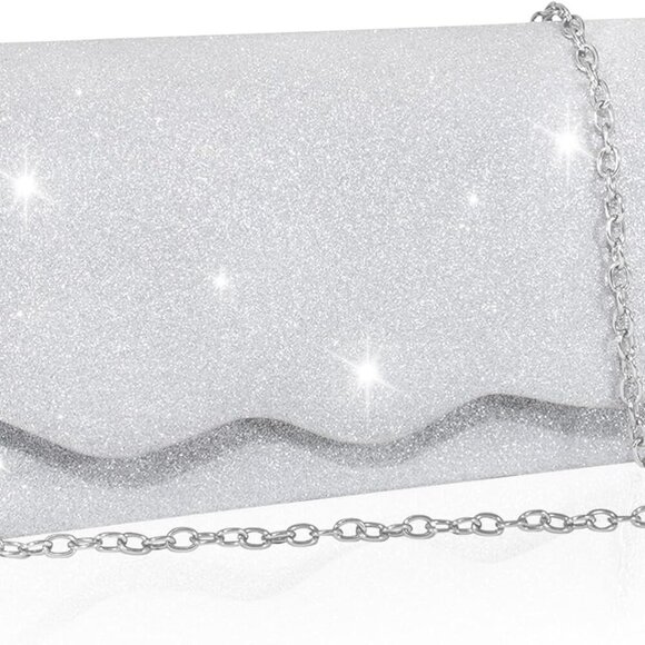 Evening Bag Clutch Purse for Women, Sparkling Formal Handbag with Crossbody Chai - Picture 1 of 7